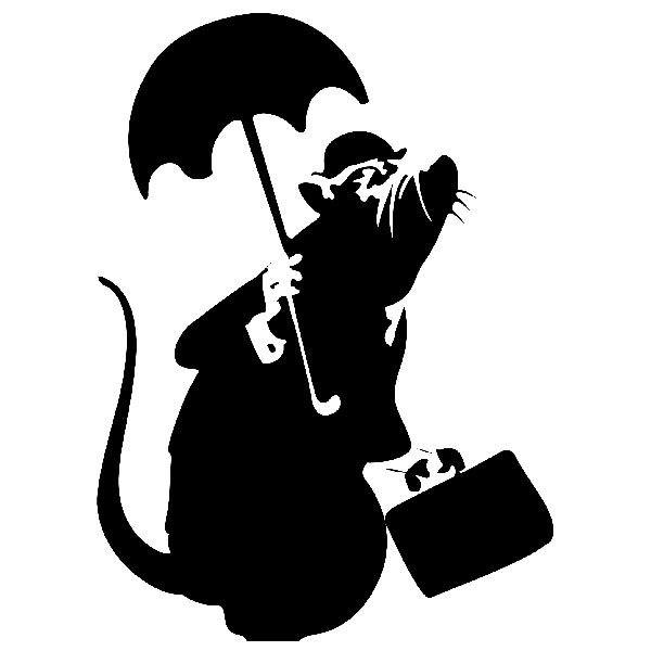 Stickers muraux: Rat avec le parapluie par Banksy