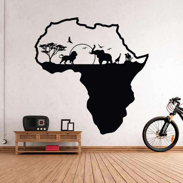 Stickers muraux: Afrique animals silhouette horizon