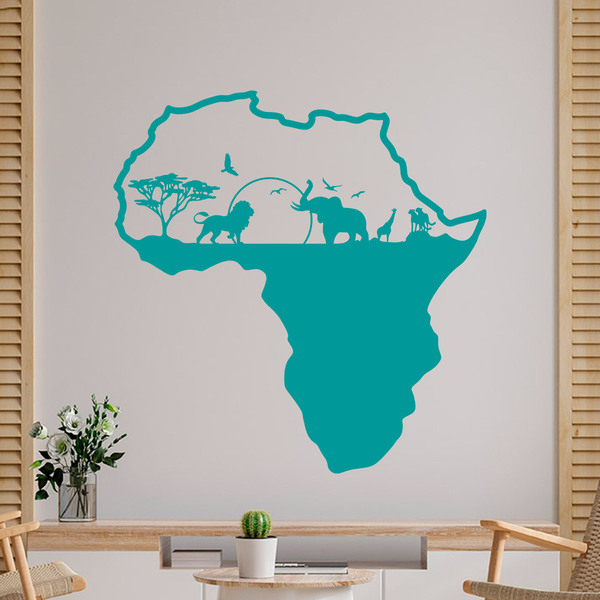 Stickers muraux: Afrique animals silhouette horizon