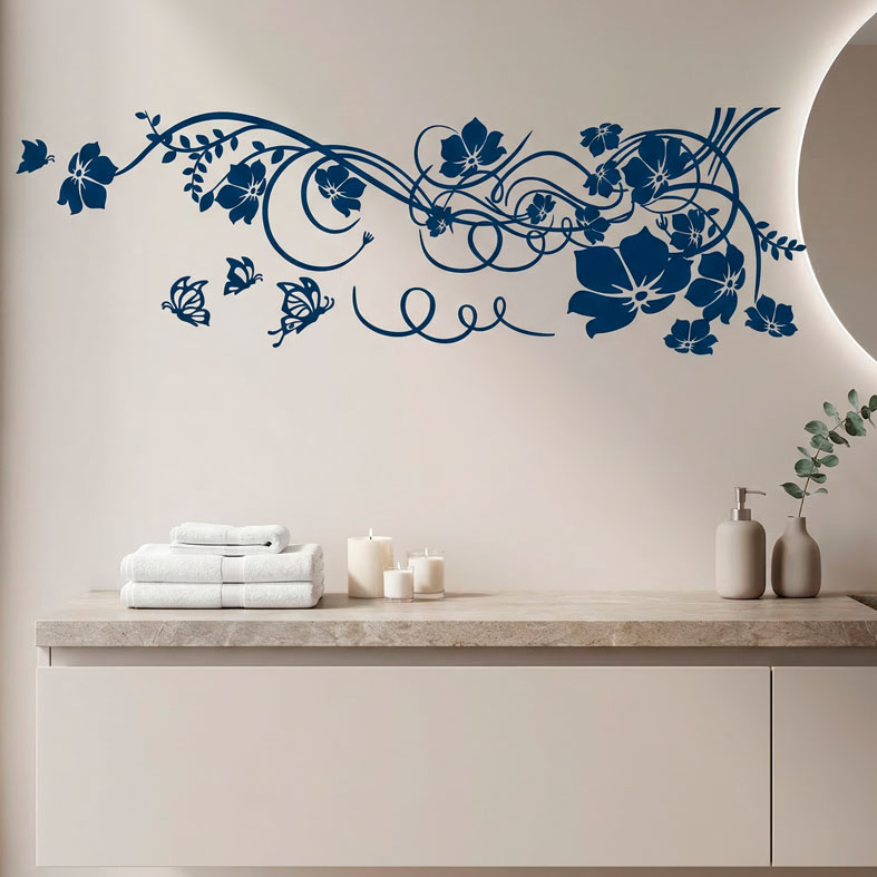 Stickers muraux: Floral avec papillons