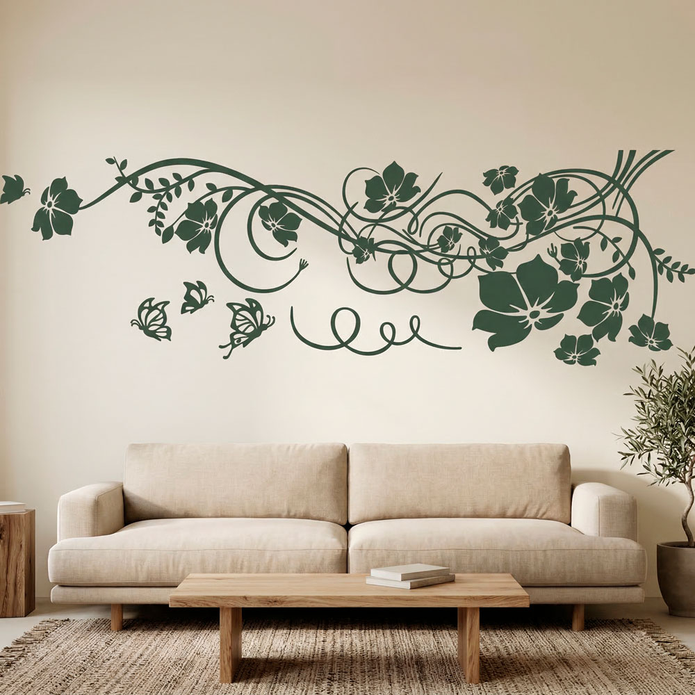 Stickers muraux: Floral avec papillons