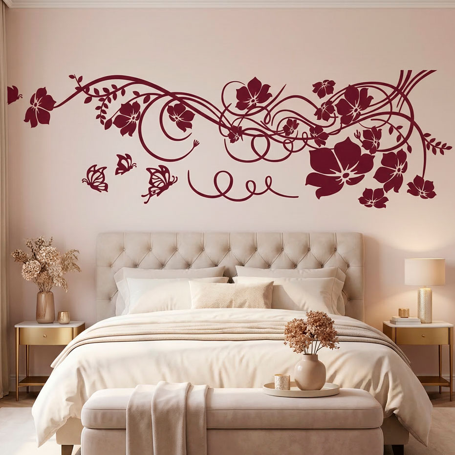 Stickers muraux: Floral avec papillons