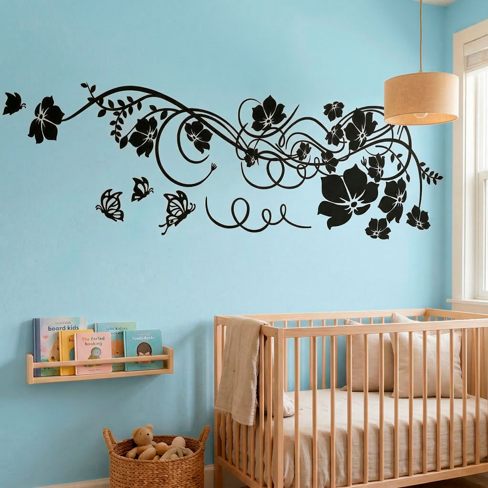 Stickers muraux: Floral avec papillons