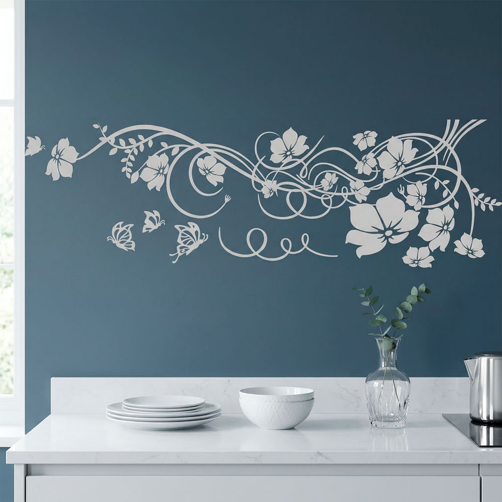 Stickers muraux: Floral avec papillons