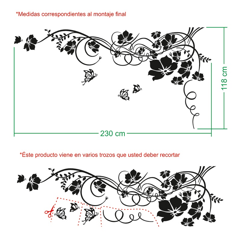 Stickers muraux: Floral avec papillons