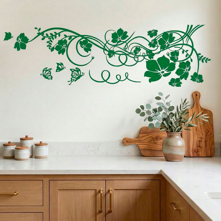 Stickers muraux: Floral avec papillons