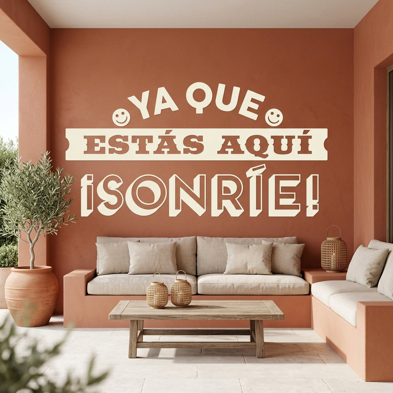 Stickers muraux: Ya que est&aacute;s aqu&iacute; sonr&iacute;e