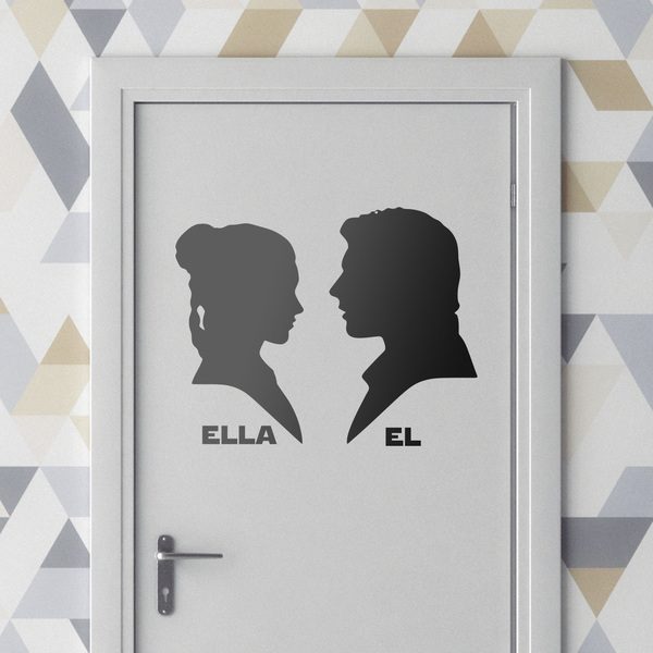 Stickers muraux: Leia et Han Solo Toilette signalisation