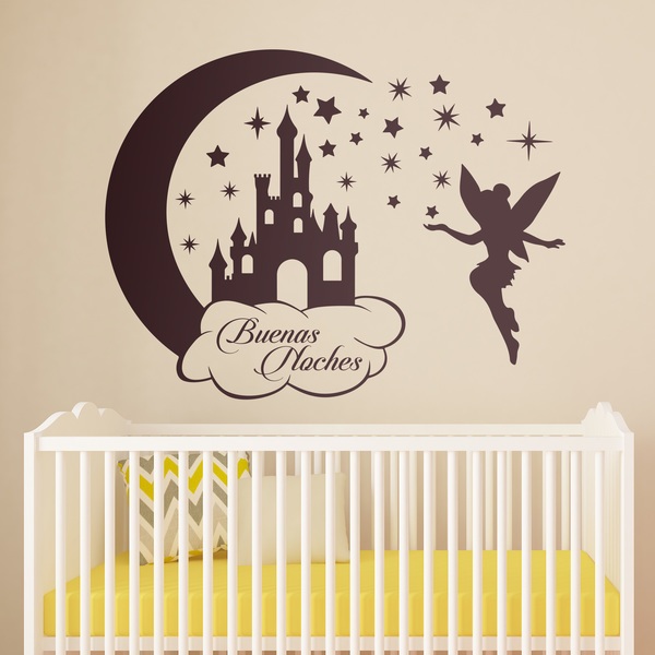 Stickers pour enfants: Château, lune et fée Clochette
