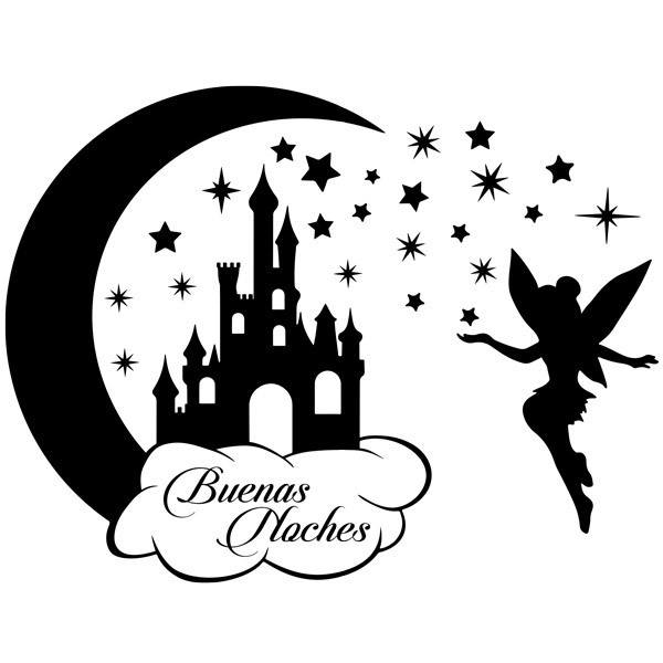Stickers pour enfants: Château, lune et fée Clochette