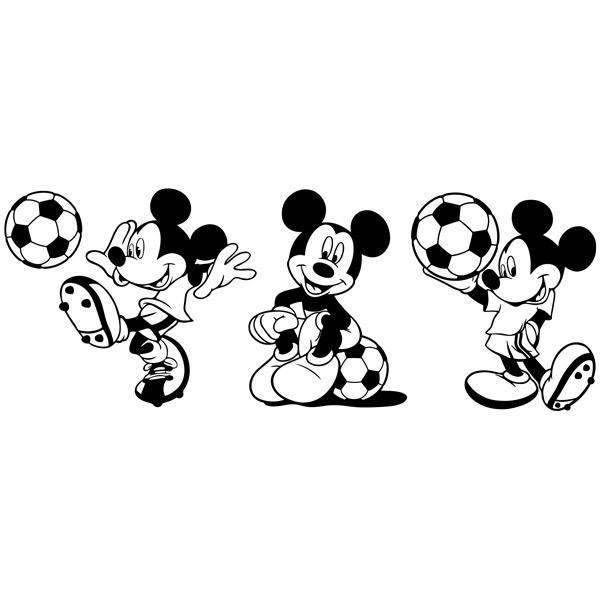 Stickers pour enfants: Triptyque Footballeur Mickey Mouse