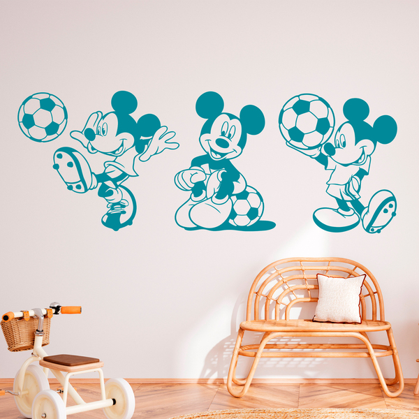 Stickers pour enfants: Triptyque Footballeur Mickey Mouse