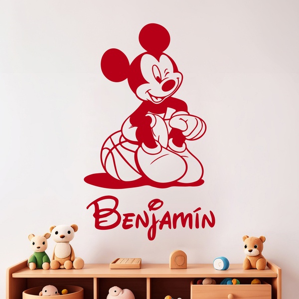 Stickers pour enfants: Mickey Mouse assis au basket