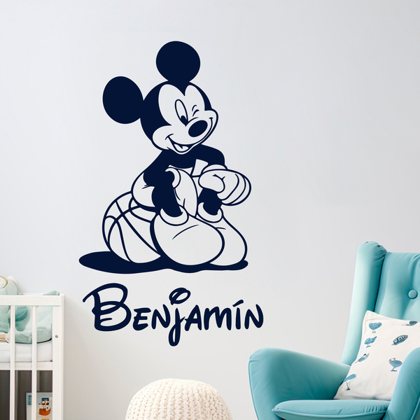 Stickers pour enfants: Mickey Mouse assis au basket