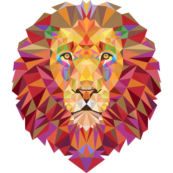 Stickers muraux: Tête de lion origami