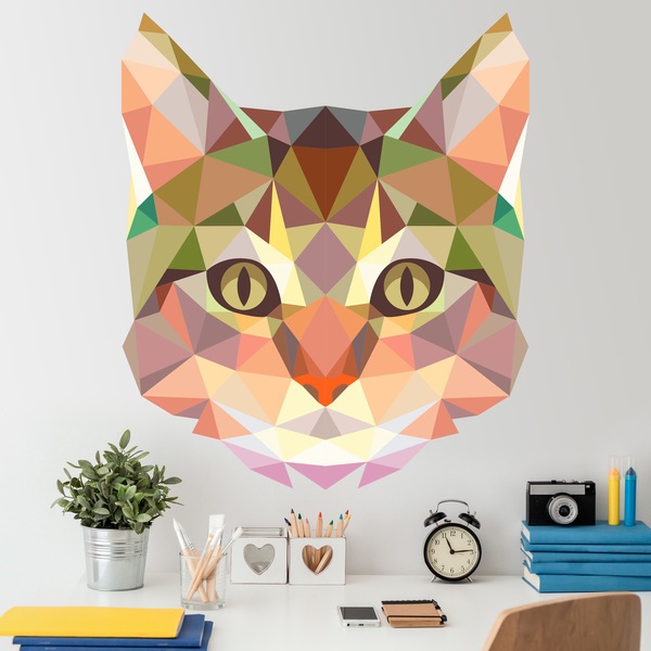 Sticker Mural Tete De Chat De L Origami Webstickersmuraux Com