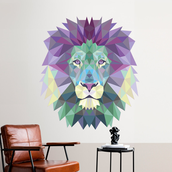 Stickers muraux: Tête de lion origami cool 4