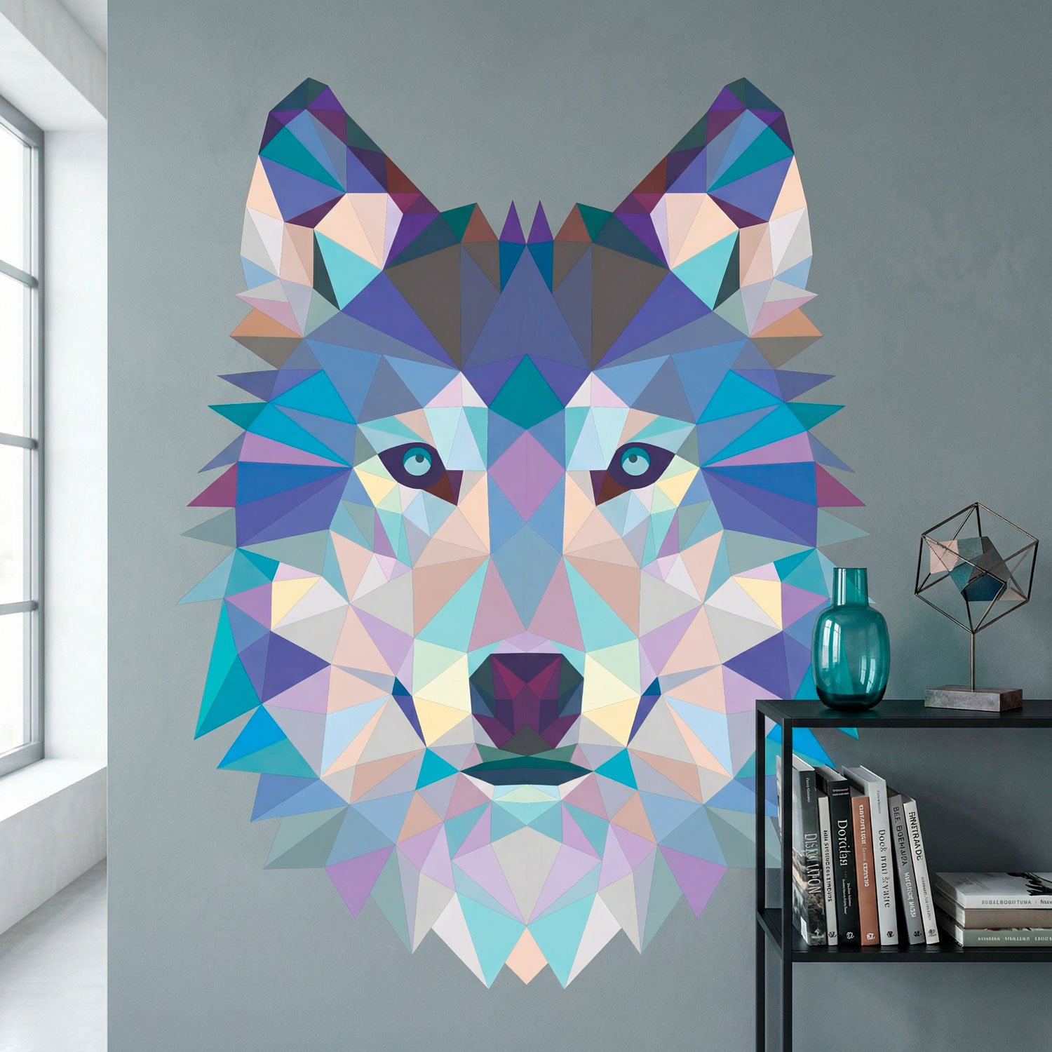 Stickers muraux: T&ecirc;te de Loup Origami