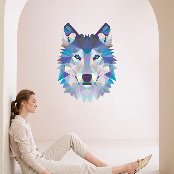 Stickers muraux: Tête de Loup Origami