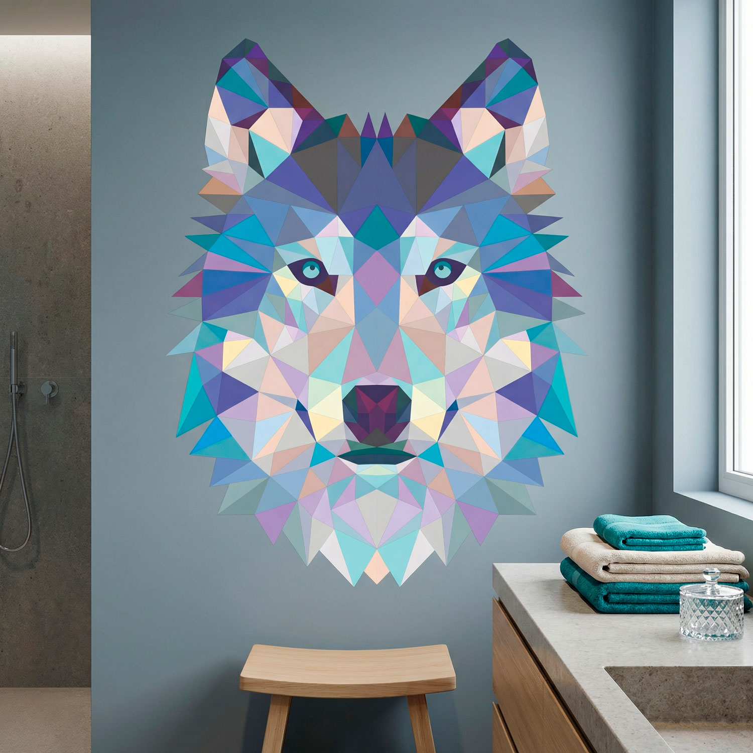 Stickers muraux: T&ecirc;te de Loup Origami