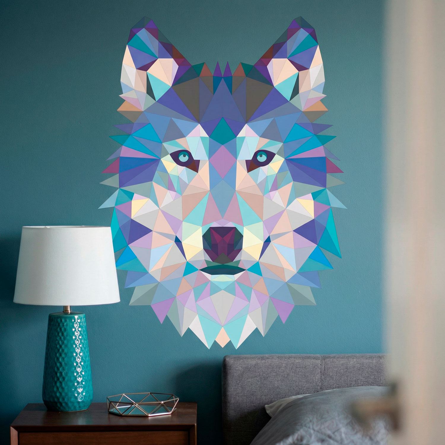 Stickers muraux: T&ecirc;te de Loup Origami