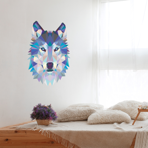 Stickers muraux: Tête de Loup Origami