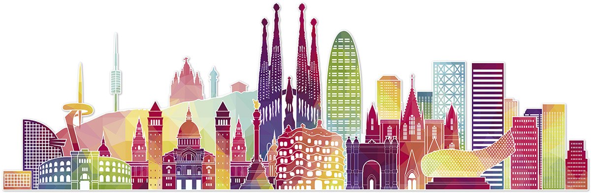 Stickers muraux: Barcelona skyline Couleur