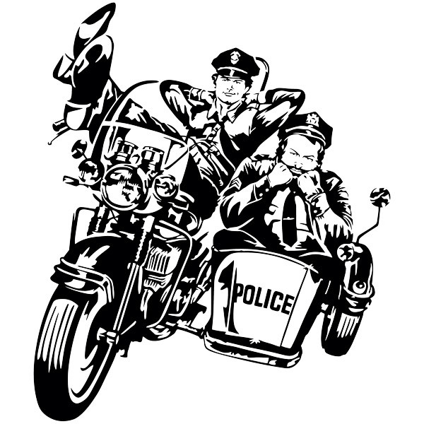 Stickers muraux: Bud Spencer et Terence Hill policiers à moto
