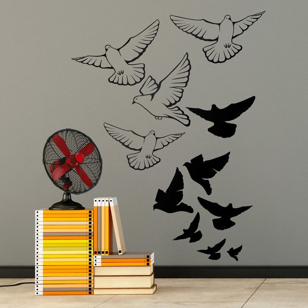 Stickers muraux: Troupeau de pigeons