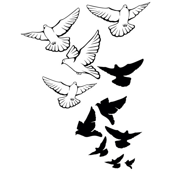 Stickers muraux: Troupeau de pigeons