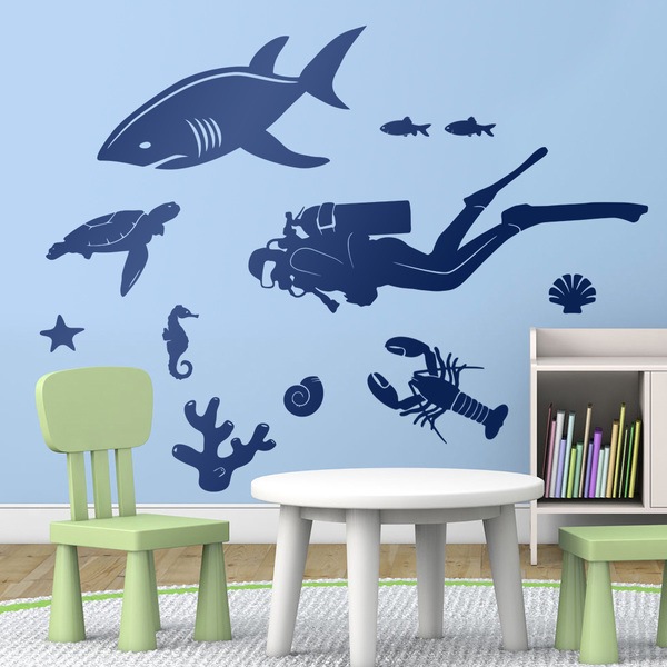 Stickers pour enfants: Kit Soyez bas plongée sous-marine