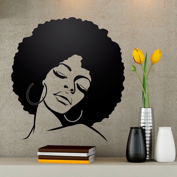 Stickers muraux: Lauryn Hill avec une coiffure afro