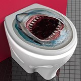 Stickers muraux: Requin qui sort de la cuvette des toilettes 3