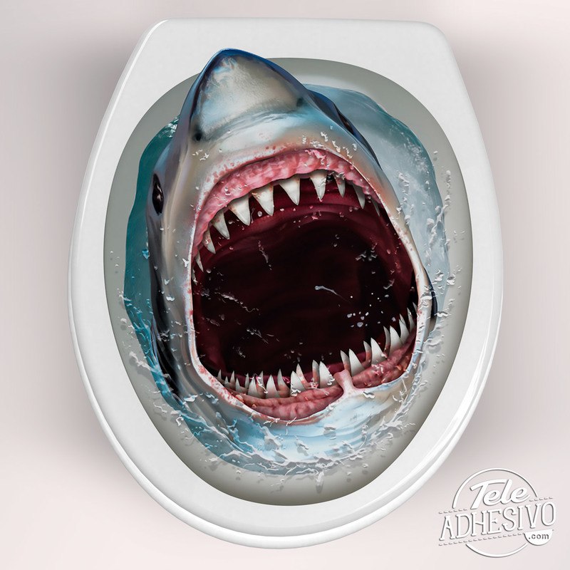 Stickers muraux: Requin qui sort de la cuvette des toilettes