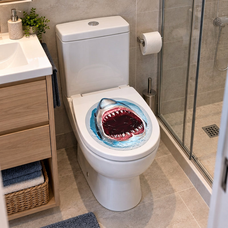Stickers muraux: Requin qui sort de la cuvette des toilettes