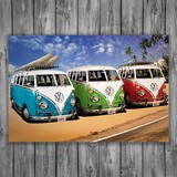 Stickers muraux: 3 camionnettes Volkswagen Hippie 3