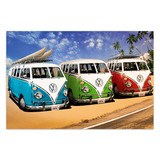Stickers muraux: 3 camionnettes Volkswagen Hippie 4