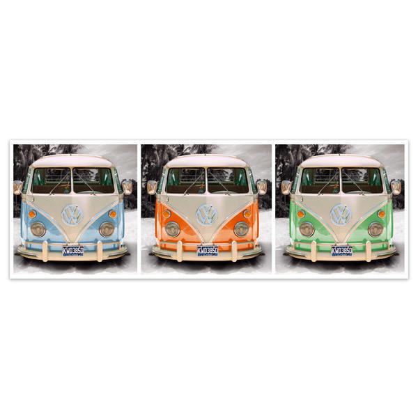 Stickers muraux: 3 Volkswagen T1 (kombi)