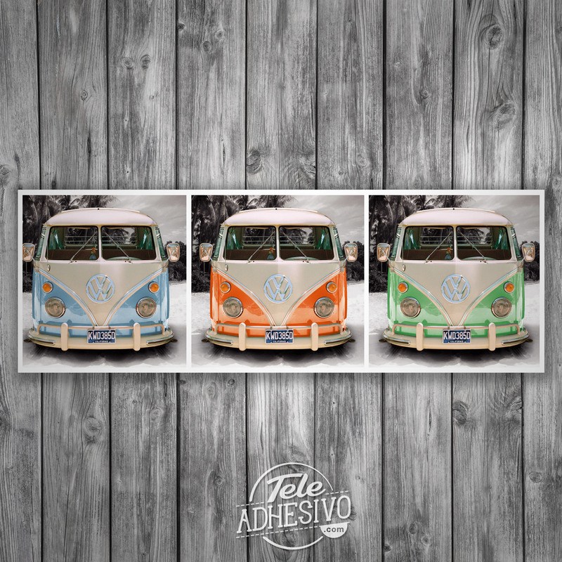 Stickers muraux: 3 Volkswagen T1 (kombi)