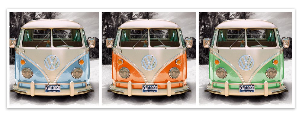 Stickers muraux: 3 Volkswagen T1 (kombi)