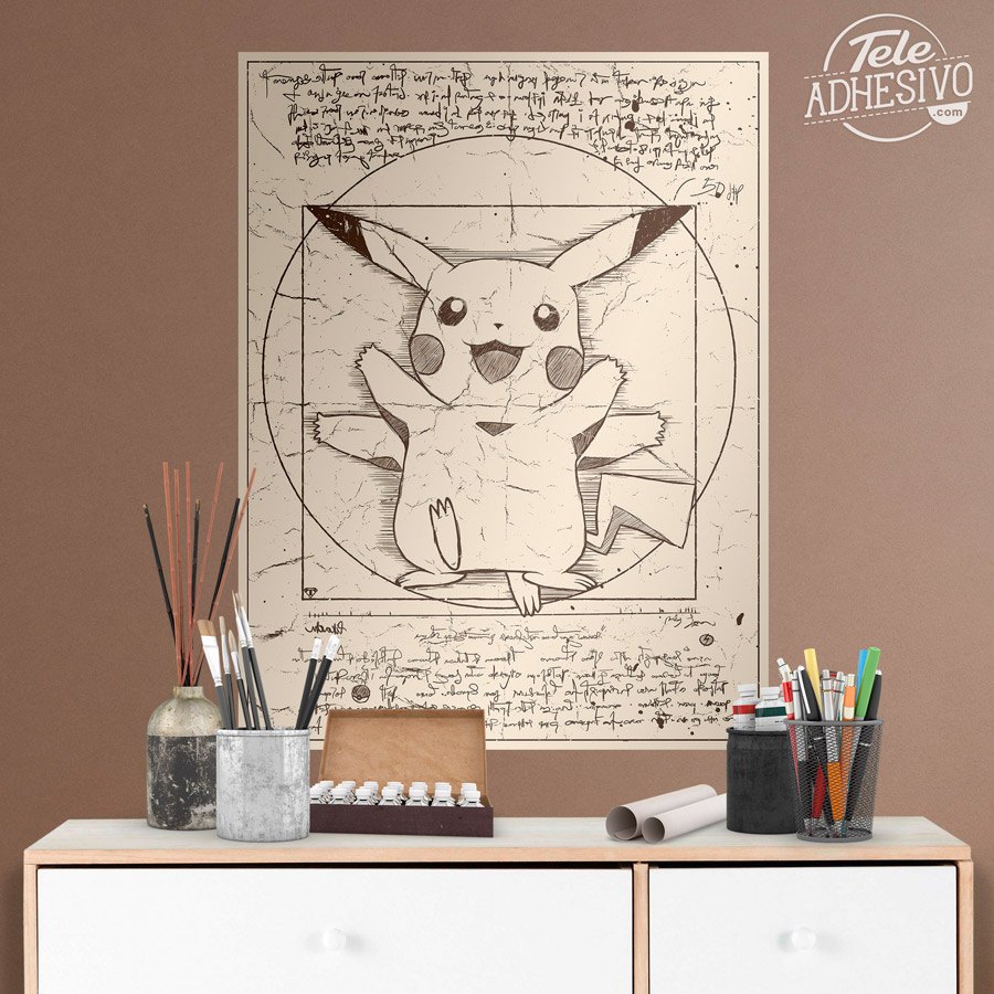 Poster vinyle adhésif Pikachu Vitruvius
