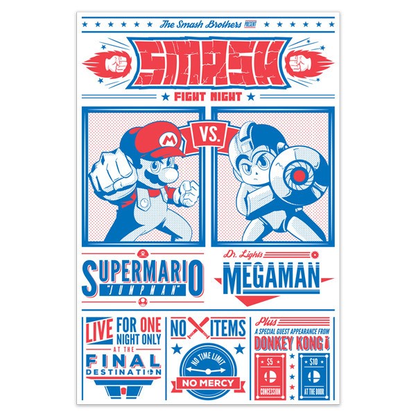 Stickers muraux: Mario Bros contre Megaman