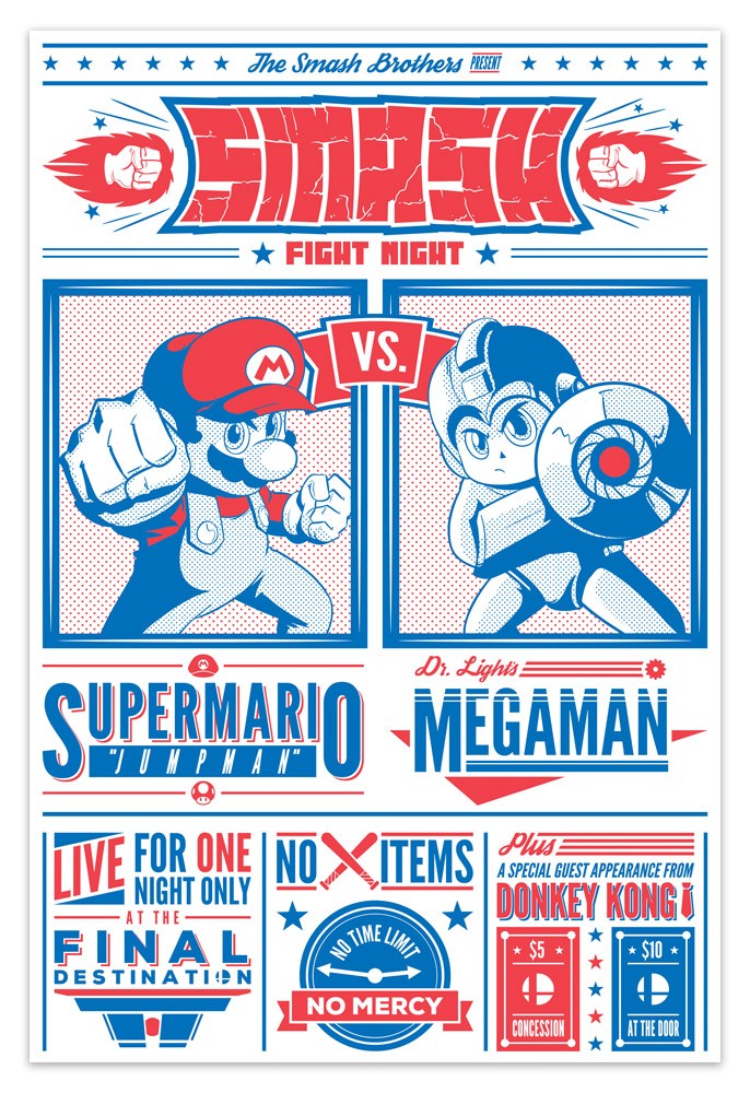 Stickers muraux: Mario Bros contre Megaman