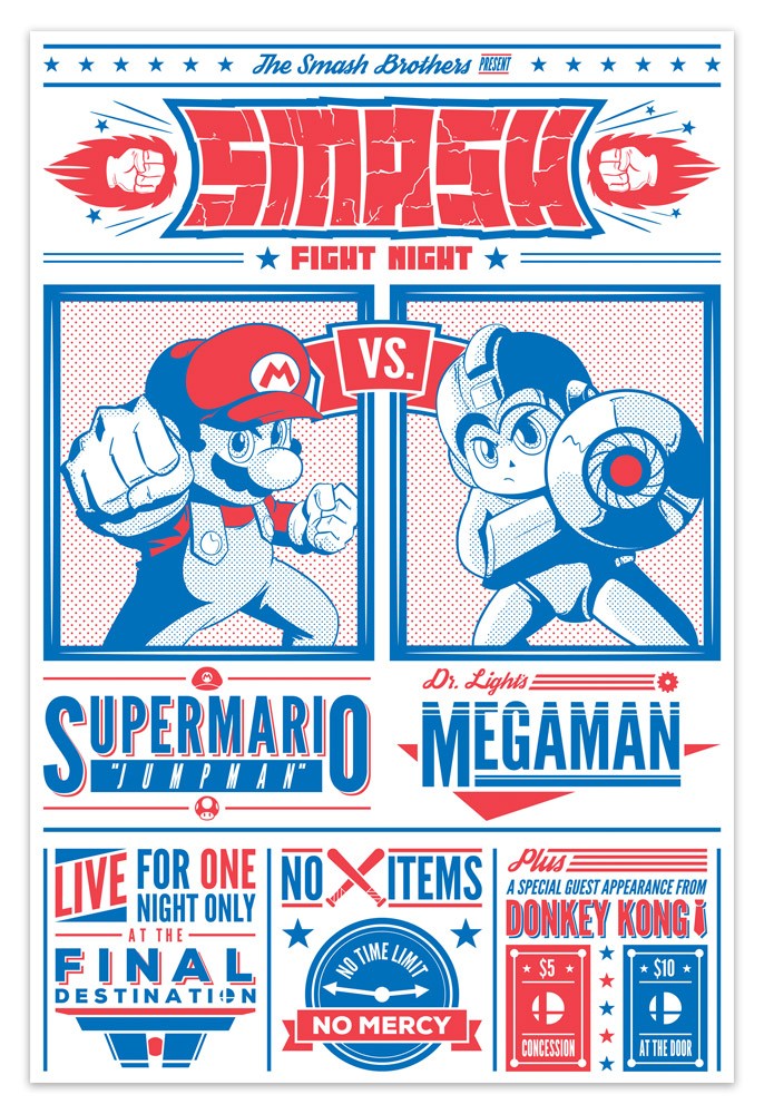 Stickers muraux: Mario Bros contre Megaman
