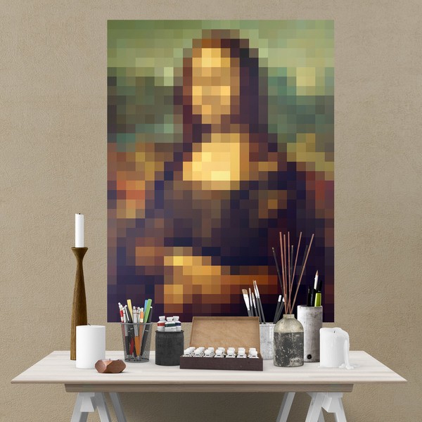 Stickers muraux: Poster adhésif Mona Lisa Gioconda Pixel