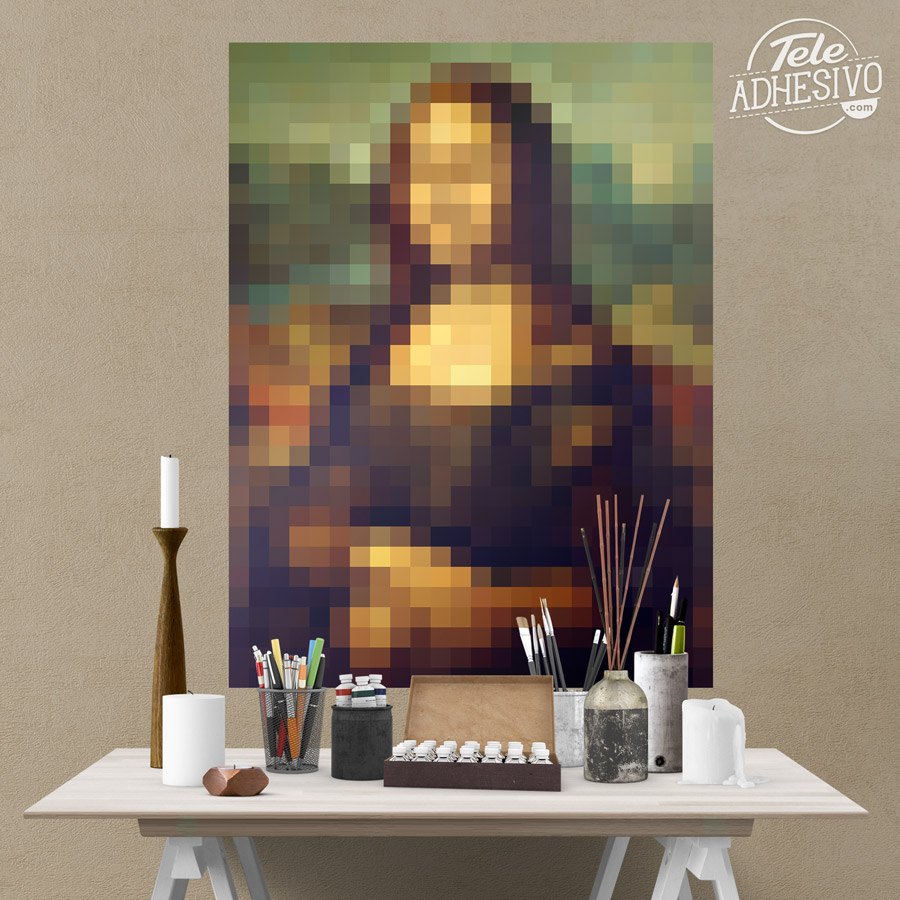 Stickers muraux: Poster adhésif Mona Lisa Gioconda Pixel