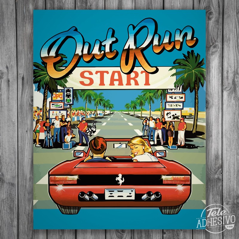 Stickers muraux: Poster adhésif Out Run Arcade