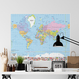 Stickers muraux: Poster adhésif Carte du monde avec drapeaux 5