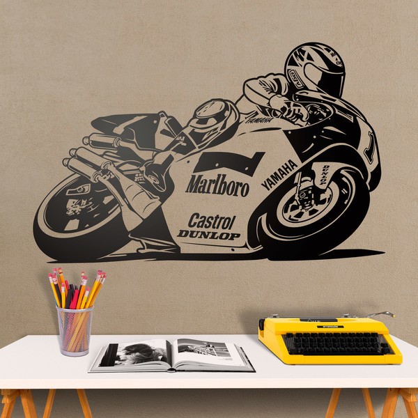 Stickers muraux: Moto de course de Wayne Rainey