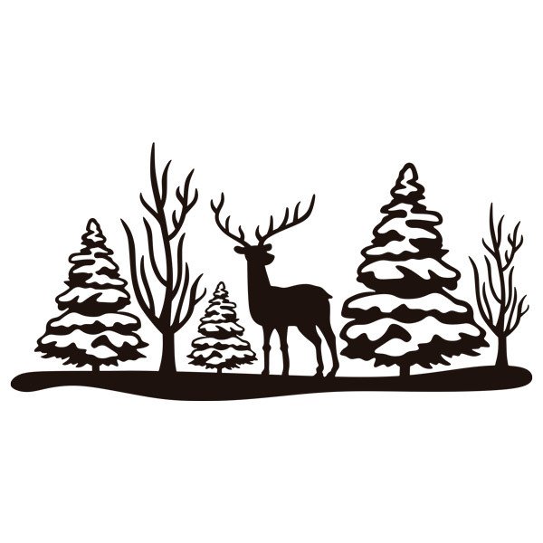 Stickers muraux: Cerf dans le paysage de Noël